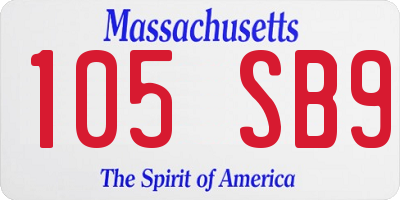 MA license plate 105SB9