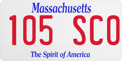 MA license plate 105SC0