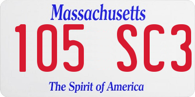 MA license plate 105SC3