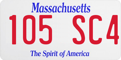 MA license plate 105SC4
