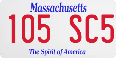 MA license plate 105SC5