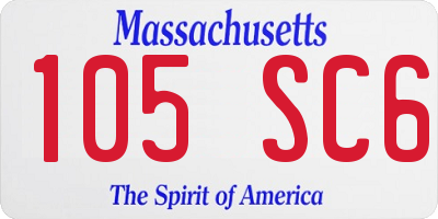 MA license plate 105SC6