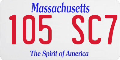 MA license plate 105SC7
