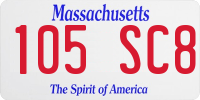 MA license plate 105SC8