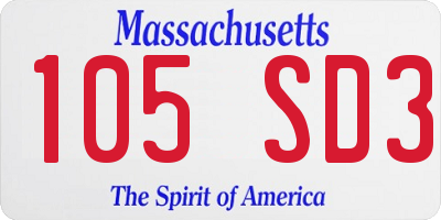 MA license plate 105SD3