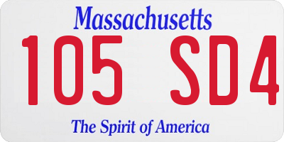 MA license plate 105SD4