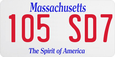 MA license plate 105SD7