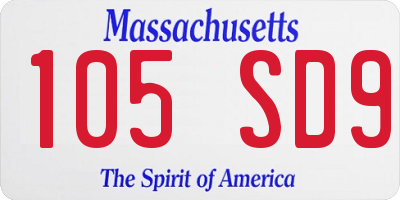 MA license plate 105SD9