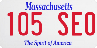 MA license plate 105SE0