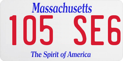 MA license plate 105SE6