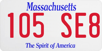 MA license plate 105SE8