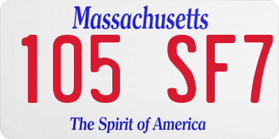 MA license plate 105SF7