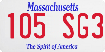 MA license plate 105SG3