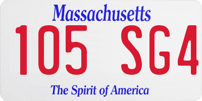 MA license plate 105SG4