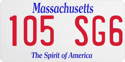 MA license plate 105SG6