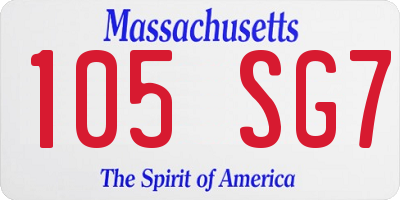 MA license plate 105SG7