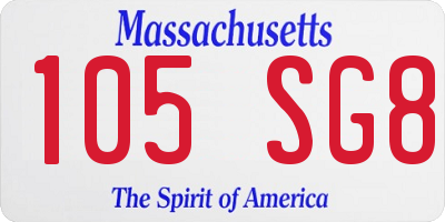 MA license plate 105SG8