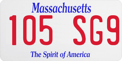 MA license plate 105SG9