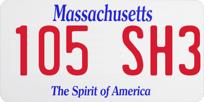 MA license plate 105SH3