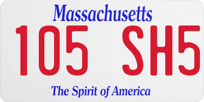MA license plate 105SH5