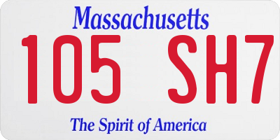 MA license plate 105SH7