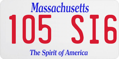 MA license plate 105SI6