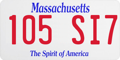 MA license plate 105SI7