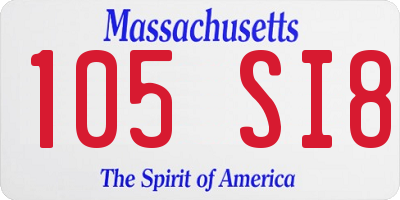 MA license plate 105SI8