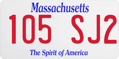 MA license plate 105SJ2