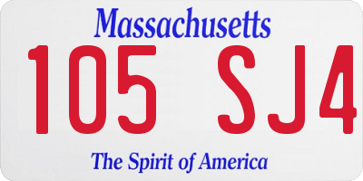 MA license plate 105SJ4