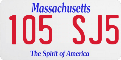 MA license plate 105SJ5