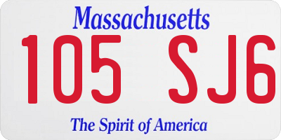 MA license plate 105SJ6