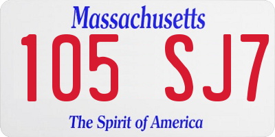 MA license plate 105SJ7