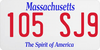 MA license plate 105SJ9