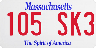 MA license plate 105SK3