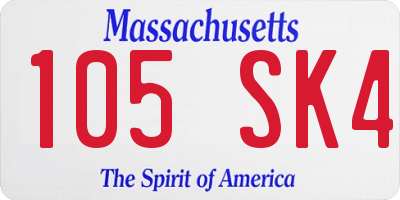 MA license plate 105SK4