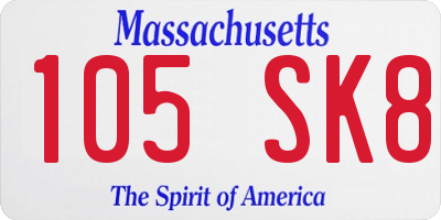 MA license plate 105SK8