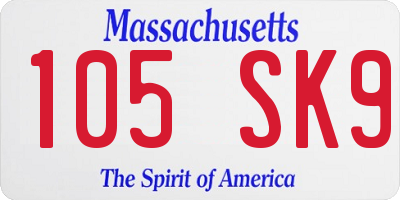 MA license plate 105SK9