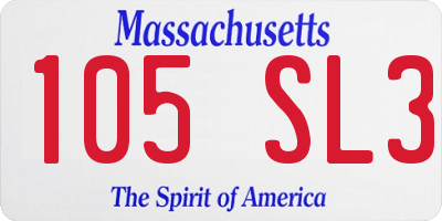 MA license plate 105SL3