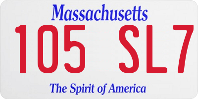 MA license plate 105SL7