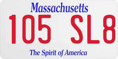 MA license plate 105SL8