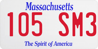 MA license plate 105SM3