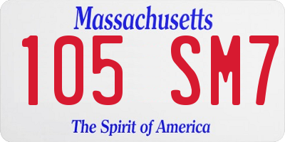 MA license plate 105SM7
