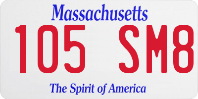 MA license plate 105SM8