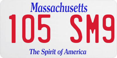 MA license plate 105SM9