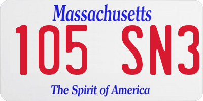 MA license plate 105SN3