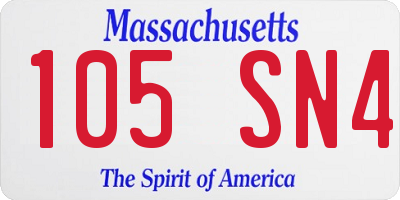 MA license plate 105SN4