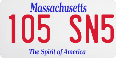 MA license plate 105SN5