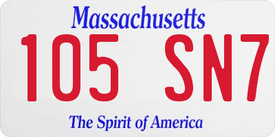 MA license plate 105SN7