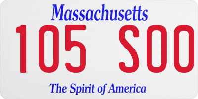 MA license plate 105SO0